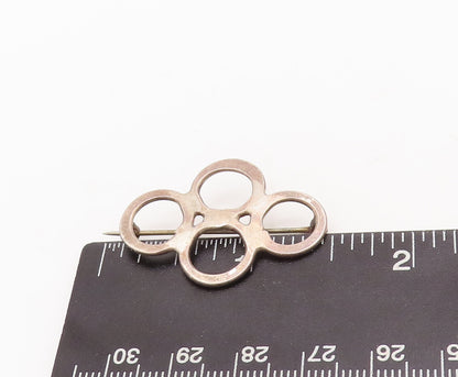 925 Sterling Silver Vintage Brooch Pin Minimalist Cutout Four Rings  BP11088