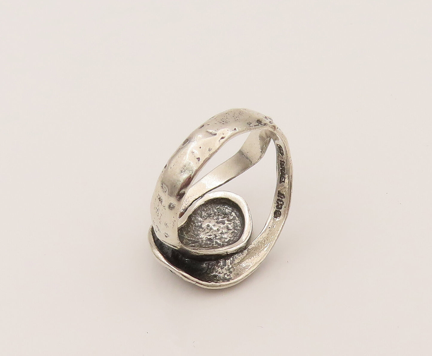 SHABLOOL ISRAEL 925 Silver  Vintage Blue Fire Opal Looped Ring Sz 10  RG26406