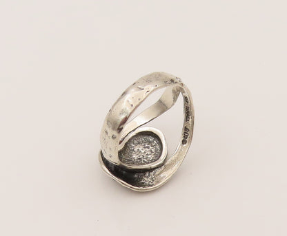 SHABLOOL ISRAEL 925 Silver  Vintage Blue Fire Opal Looped Ring Sz 10  RG26406