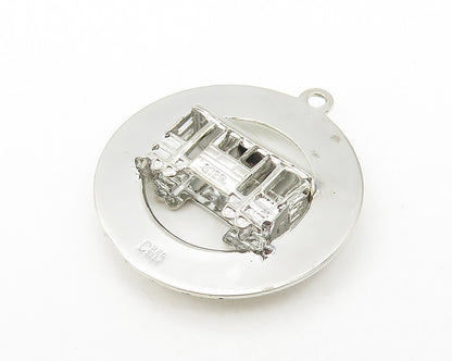 925 Sterling Silver  Vintage Shiny San Francisco Cable Car Pendant  PT9383
