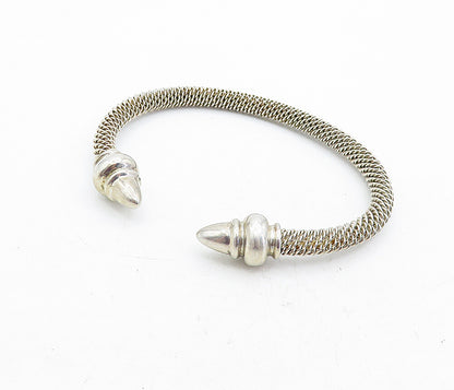 ESPO 925 Sterling Silver  Vintage Shiny Pointed Ends Cuff Bracelet  BT1965