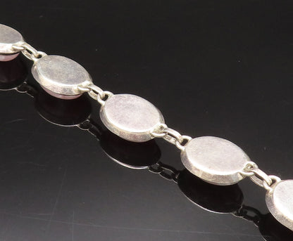 925 Silver  Vintage Unique Cabochon Pink Moonstone Chain Bracelet  BT9763