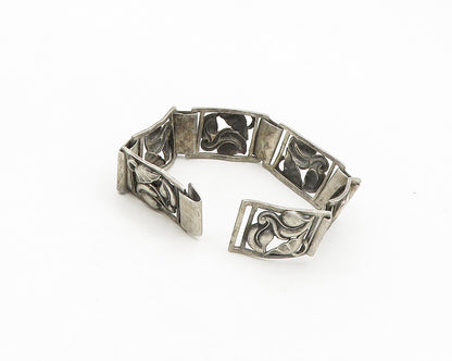 MUNKSGAARD DENMARK 925 Silver  Vintage Floral Panel Chain Bracelet  BT7057