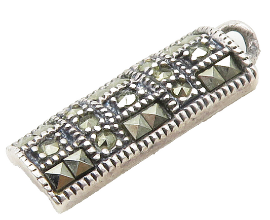 JUDITH JACK 925 Silver  Vintage Sparkling Marcasite Bar Pendant  PT12829