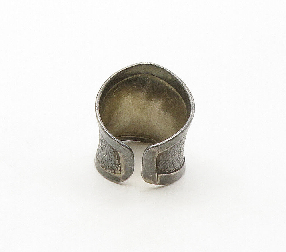 925 Sterling Silver  Vintage Dark Tone Flower Tapered Band Ring Sz 8  RG16718