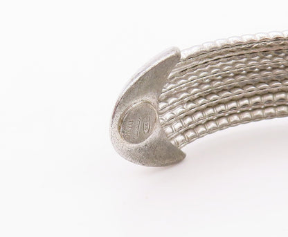 925 Sterling Silver Vintage Bracelet Beaded Bands carved X Cuff  BT10789