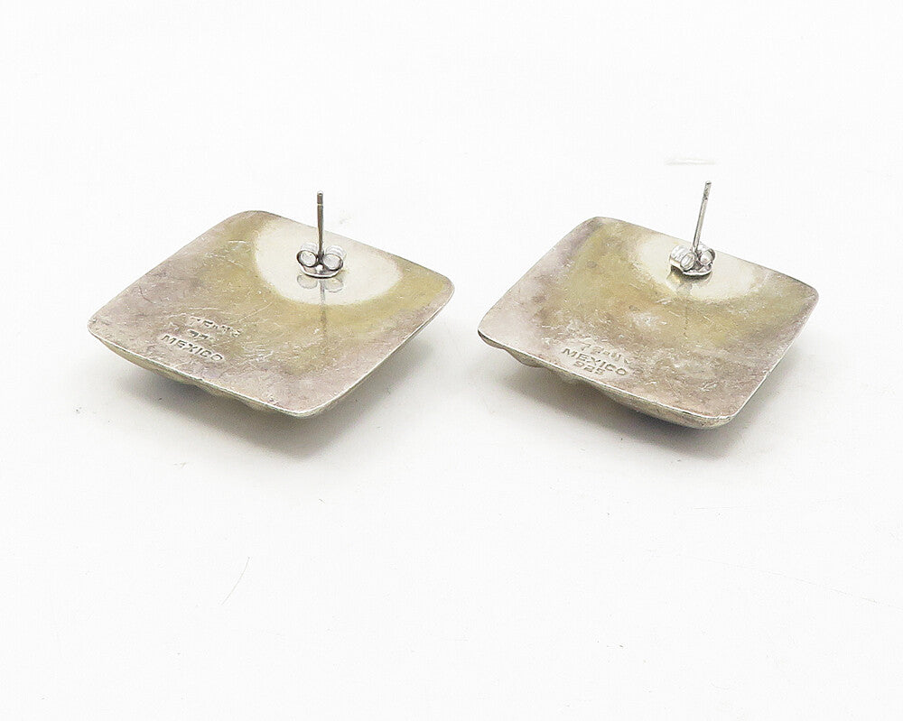 MEXICO 925 Sterling Silver  Vintage Inlaid Black Onyx Drop Earrings  EG6262