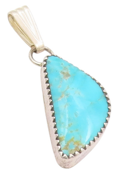 925 Sterling Silver Vintage Pendant Blue Turquoise Geometric Triangle   PT25313