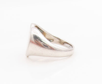 925 Sterling Silver Vintage Ring Modernist Solid Love Heart Band  Sz 7  RG34204