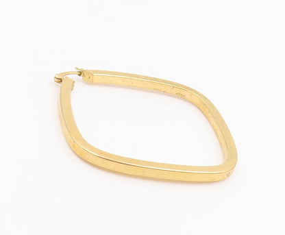 925 Sterling Silver Vintage Earrings Gold Plated Modernist Square Hoop  EG14247