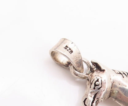 925 Sterling Silver Vintage Pendant Solid 3D Carved Moveable Horse  PT23426