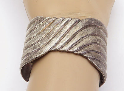 ZINA 925 Sterling Silver  Vintage Large Dark Tone Swirl Cuff Bracelet  BT1828