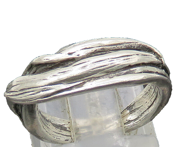 925 Sterling Silver  Vintage Shiny Modernist Sculpted Band Ring Sz 5  RG21429
