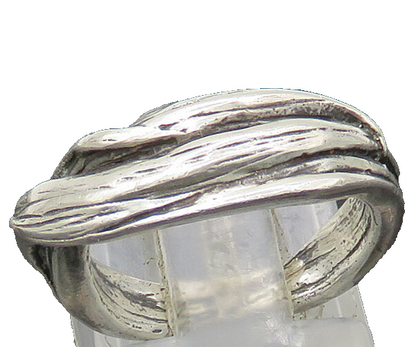 925 Sterling Silver  Vintage Shiny Modernist Sculpted Band Ring Sz 5  RG21429