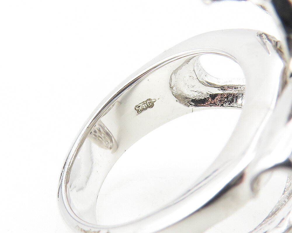 925 Sterling Silver  Cubic Zirconia & Topaz Floral Cocktail Ring Sz 7  RG11209