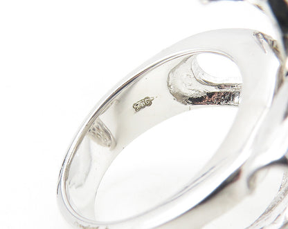 925 Sterling Silver  Cubic Zirconia & Topaz Floral Cocktail Ring Sz 7  RG11209