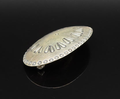 SOUTHWESTERN 925 Sterling Silver Vintage Engraved Floral Oval Brooch Pin BP9822