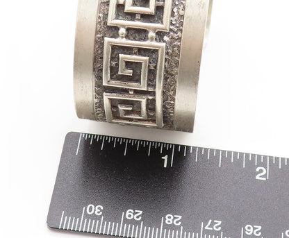 DANECRAFT 925 Silver  Vintage Antique Carved Greek Key Cuff Bracelet  BT9790