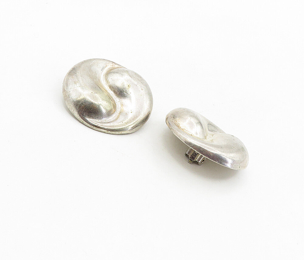 MEXICO 925 Sterling Silver  Vintage Hollow Swirl Non Pierce Earrings  EG4580
