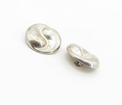 MEXICO 925 Sterling Silver  Vintage Hollow Swirl Non Pierce Earrings  EG4580