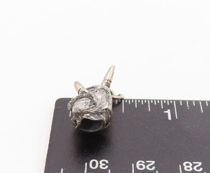925 Sterling Silver Vintage Pendant Horned Helmet Warrior Head Charm  PT25375