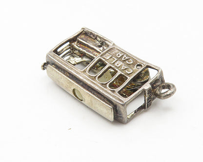925 Sterling Silver  Vintage Dark Tone Trolley Cable Car Motif Pendant  PT8742