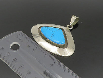 MEXICO 925 Silver  Vintage Triangular Cut Turquoise Drop Pendant  PT20124