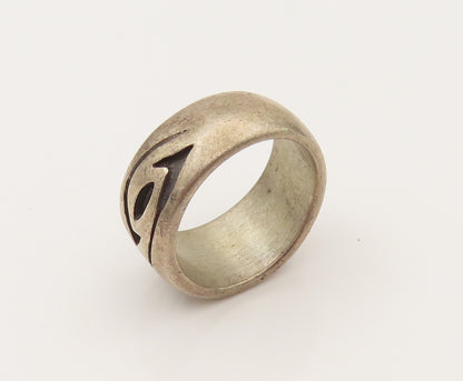 925 Sterling Silver Vintage Carved Arrow Abstract Band Ring Sz 4.5  RG26462