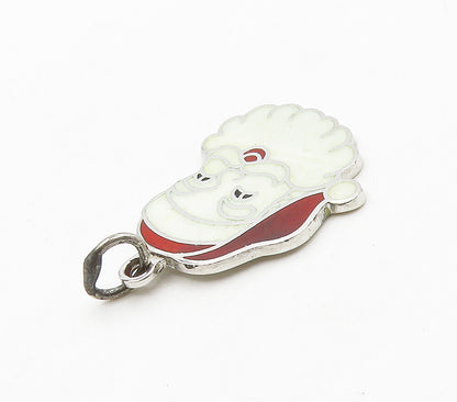 925 Sterling Silver  Vintage Enamel Santa Clause Christmas Pendant  PT12518