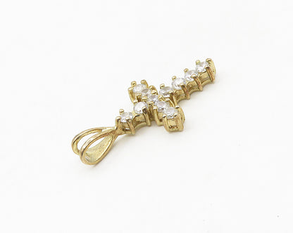 925 Silver  Shiny Cubic Zirconia Gold Plated Religious Cross Pendant  PT14439