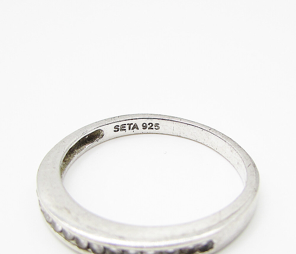 SETA 925 Sterling Silver  White Cubic Zirconia Band Ring Sz 9  RG2947