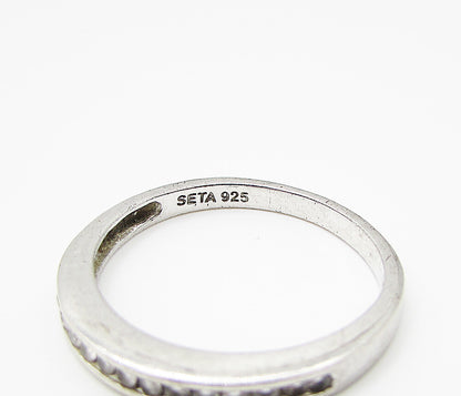 SETA 925 Sterling Silver  White Cubic Zirconia Band Ring Sz 9  RG2947