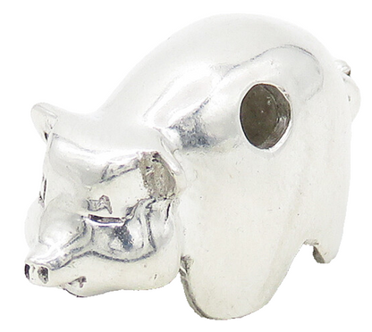 925 Sterling Silver  Vintage Shiny Polished Pig Motif Animal Pendant  PT13350