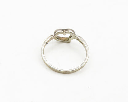 925 Sterling Silver  Vintage Open Love Heart Smooth Band Ring Sz 8.5  RG19233