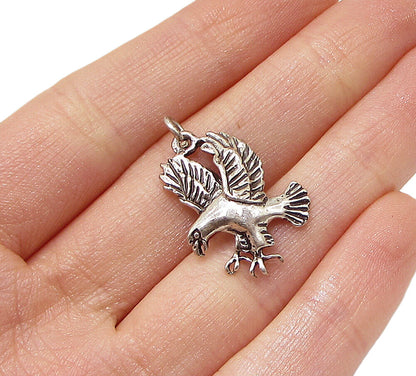 925 Sterling Silver  Vintage Flying Eagle Charm Pendant  PT2349