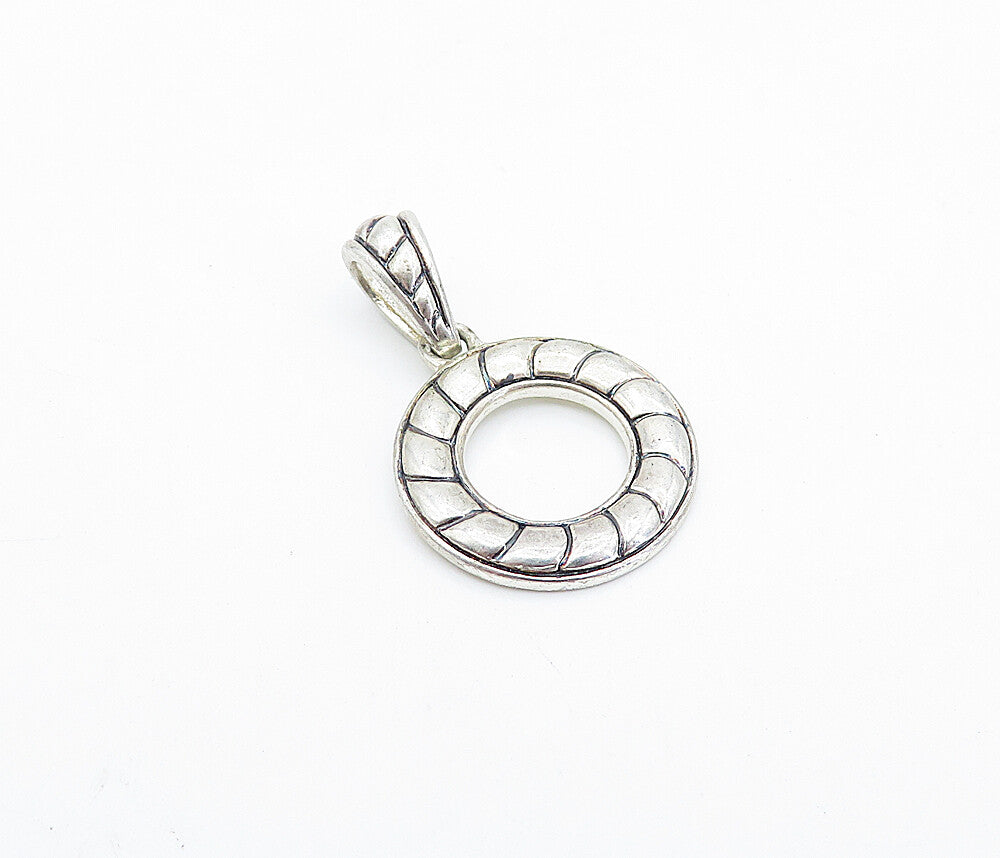 925 Sterling Silver  Vintage Petite Fluted Open Circle Drop Pendant  PT2959