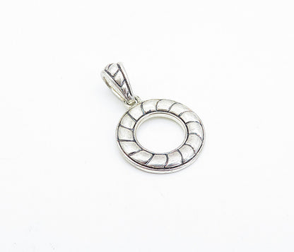 925 Sterling Silver  Vintage Petite Fluted Open Circle Drop Pendant  PT2959