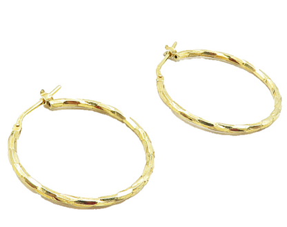 925 Sterling Silver  Shiny Gold Plated Petite Round Hoop Earrings  EG4666