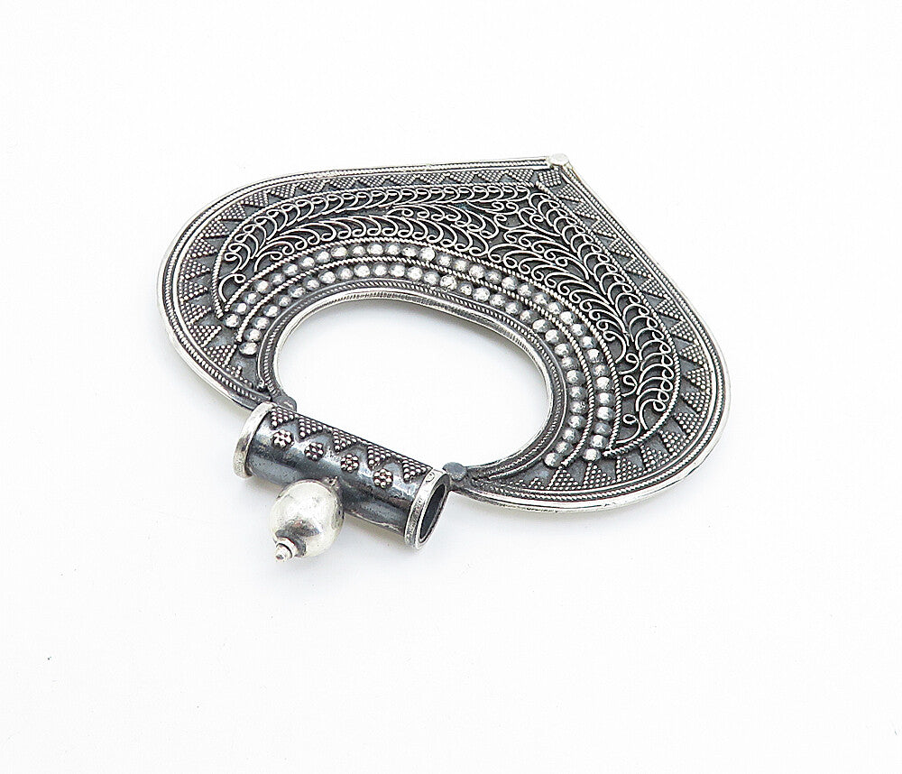 925 Sterling Silver  Vintage Modernist Ornate Swirl Twist Slide Pendant PT5727