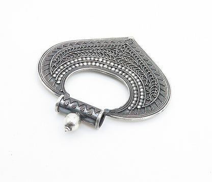 925 Sterling Silver  Vintage Modernist Ornate Swirl Twist Slide Pendant PT5727
