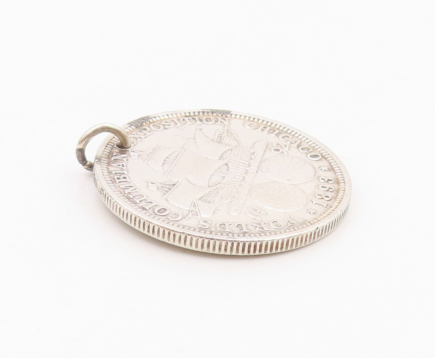 925 Sterling Silver  Vintage Antique United States Half Dollar Pendant  PT7396