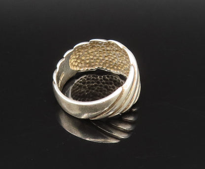 925 Silver  Vintage Fashionable Minimalist Ribbed Band Ring Sz 7  RG25880