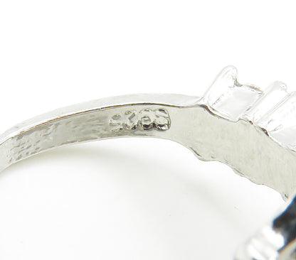 925 Sterling Silver  Sparkling Cubic Zirconia Cocktail Ring Sz 7.5  RG15054