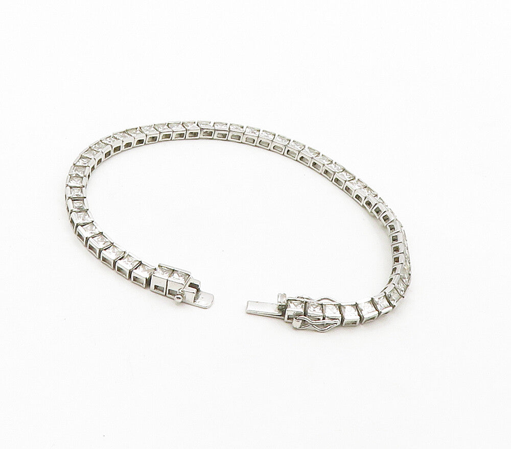 ROSS SIMON 925 Sterling Silver  Cubic Zirconia Boz Link Tennis Bracelet BT6308