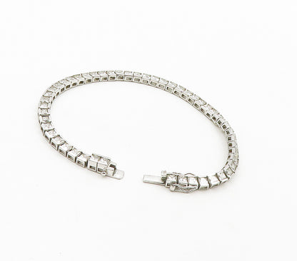 ROSS SIMON 925 Sterling Silver  Cubic Zirconia Boz Link Tennis Bracelet BT6308