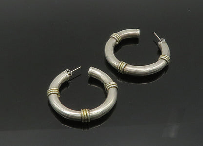925 Sterling Silver  Vintage Wrapped Detail Hollow JHoop Earrings  EG10376