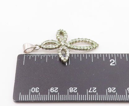 925 Sterling Silver  Vintage Topaz Open Religious Cross Pendant  PT20318