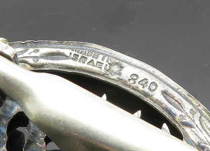 ISRAEL 925 Sterling Silver Vintage Dark Tone Menorah Sweater Clip  TR2842