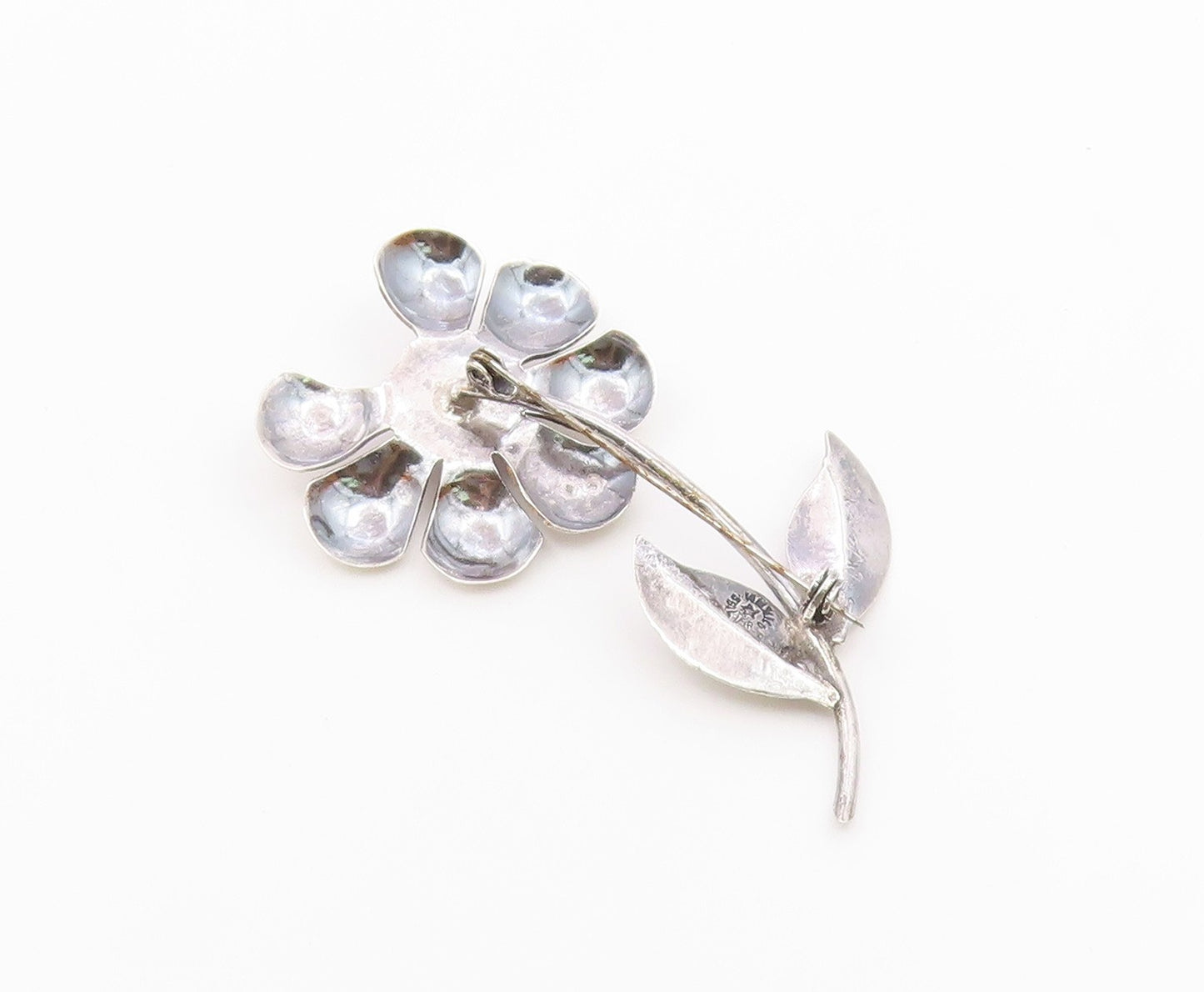 MEXICO 925 Silver  Vintage Amethyst Loves Me Loves Me Not Brooch Pin  BP3288