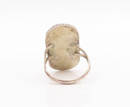 925 Sterling Silver Vintage Ring Southwestern Mother Of Pearls Sz 7.5 RG28620